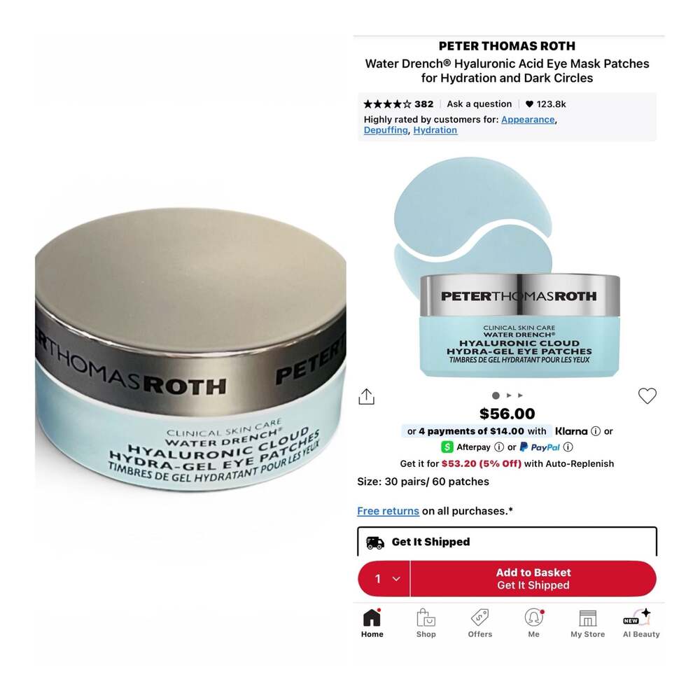 Peter Thomas Roth Water Drench Hyaluronic Cloud Hydra-Gel Eye Patches 30 Pairs